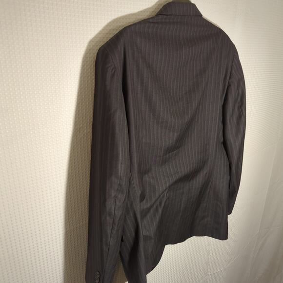 Jos A Bank 42R Wool Silk Blazer Stripe Gray 2 Button Signature Made Mexico - Picture 7 of 9